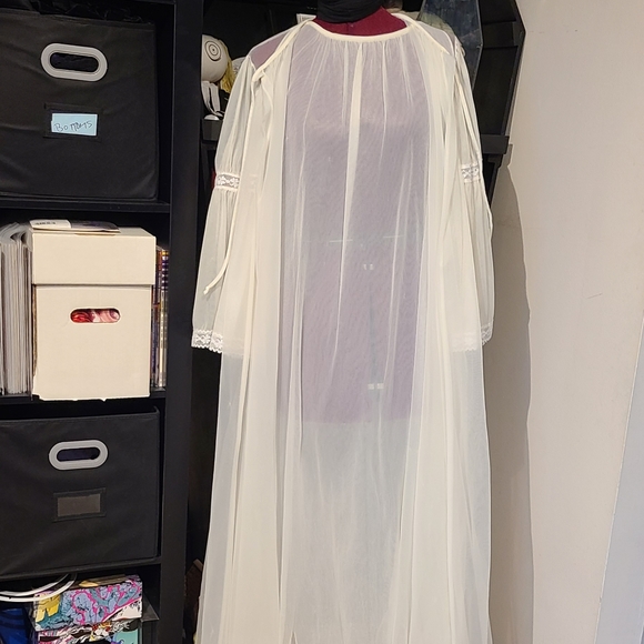Vtg. 60's Ghostly Sheer Gown & Robe Set - Picture 4 of 12